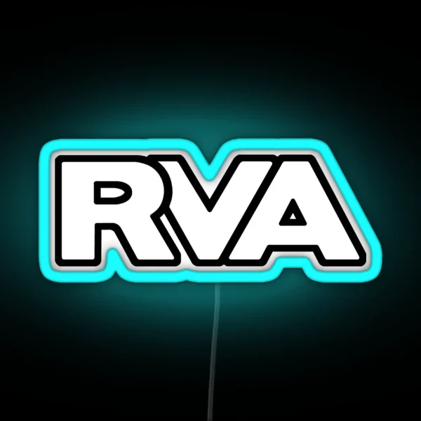 Classic RVA Logo In Bold And White RGB Neon Sign