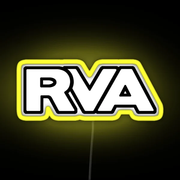 Classic RVA Logo In Bold And White RGB Neon Sign