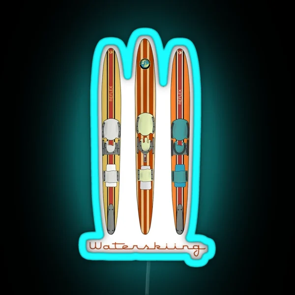 Classic Vintage Water Skis RGB Neon Sign