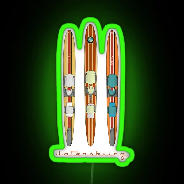 Classic Vintage Water Skis RGB Neon Sign