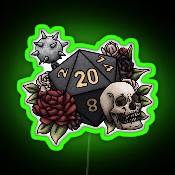 Cleric Class D20 SERIES 2 Tabletop Gaming Dice Grave Death Cleric RGB Neon Sign