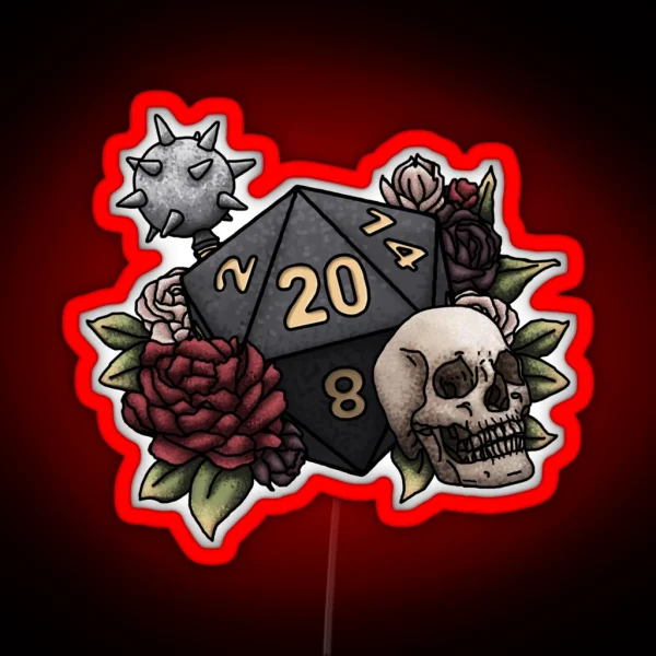 Cleric Class D20 SERIES 2 Tabletop Gaming Dice Grave Death Cleric RGB Neon Sign