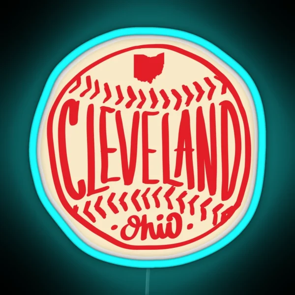 Cleveland Ohio Hand Drawn Script RGB Neon Sign