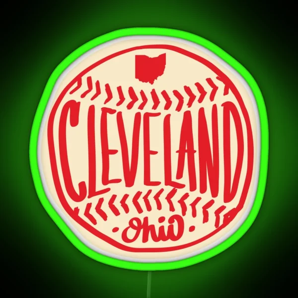 Cleveland Ohio Hand Drawn Script RGB Neon Sign