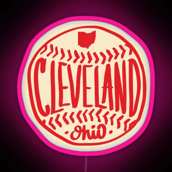 Cleveland Ohio Hand Drawn Script RGB Neon Sign