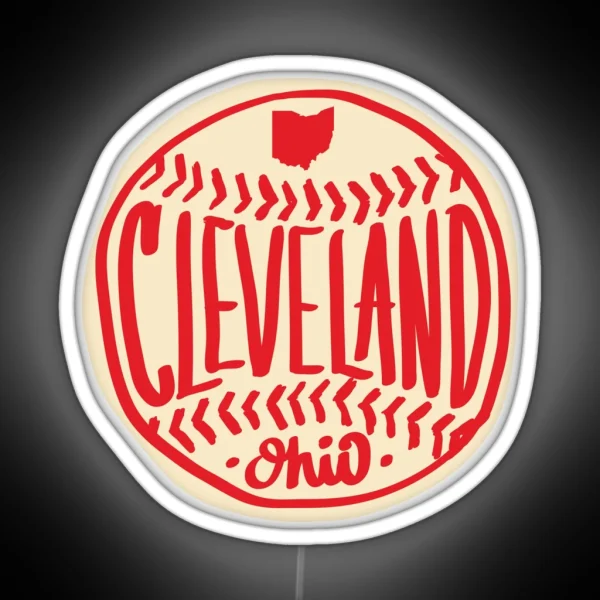 Cleveland Ohio Hand Drawn Script RGB Neon Sign