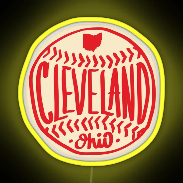 Cleveland Ohio Hand Drawn Script RGB Neon Sign