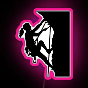 Climbing Woman Girl RGB Neon Sign