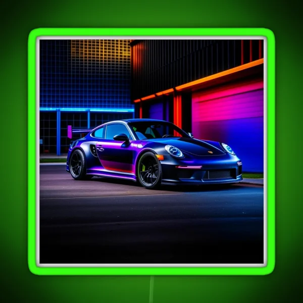 Close 911 Gt3 Rs On Rgb Background RGB Neon Sign