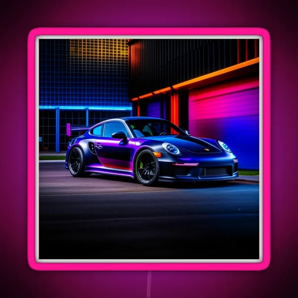 Close 911 Gt3 Rs On Rgb Background RGB Neon Sign