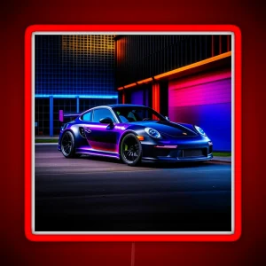 Close 911 Gt3 Rs On Rgb Background RGB Neon Sign