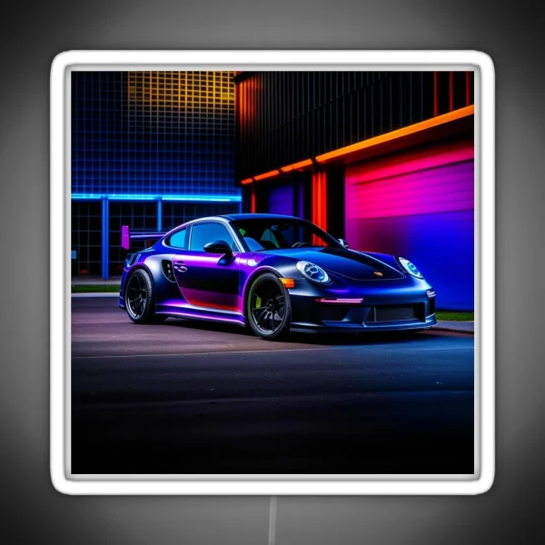 Close 911 Gt3 Rs On Rgb Background RGB Neon Sign