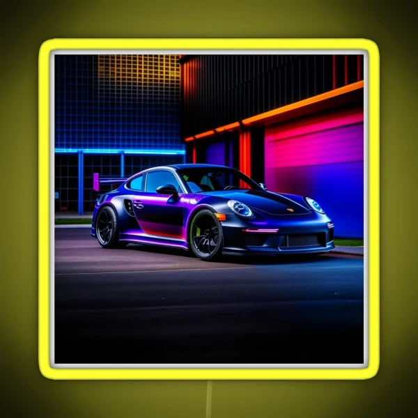 Close 911 Gt3 Rs On Rgb Background RGB Neon Sign