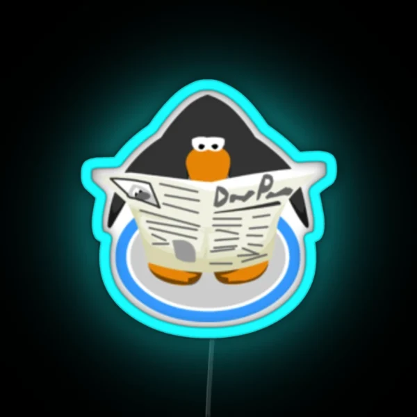 Club Penguin Newspaper RGB Neon Sign