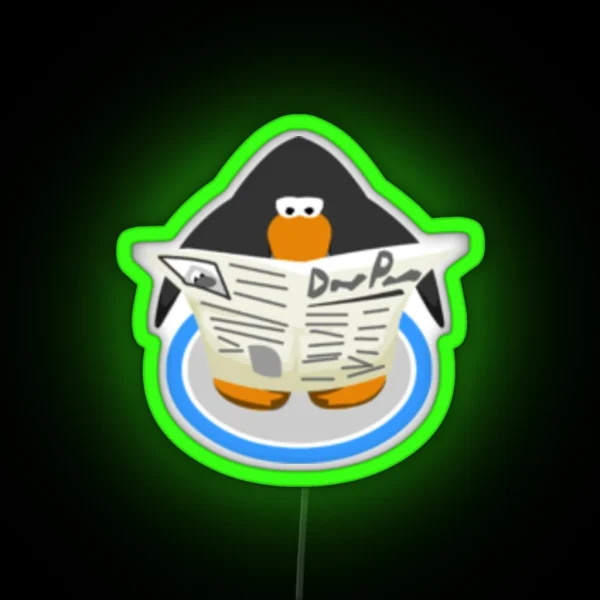 Club Penguin Newspaper RGB Neon Sign