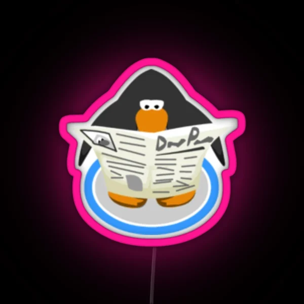 Club Penguin Newspaper RGB Neon Sign