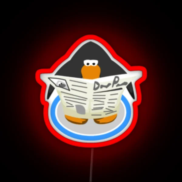 Club Penguin Newspaper RGB Neon Sign
