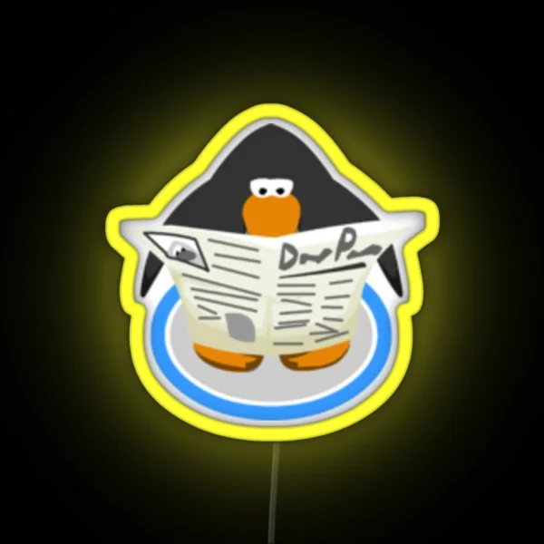 Club Penguin Newspaper RGB Neon Sign