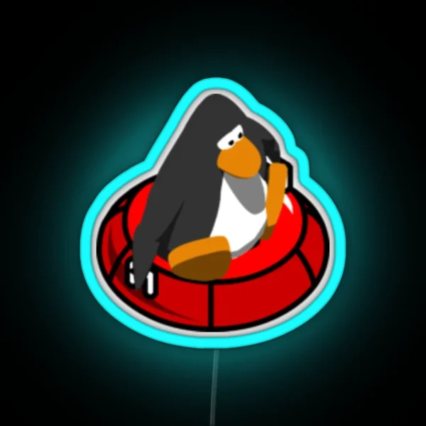 Club Penguin Sled Racer Led RGB Neon Sign