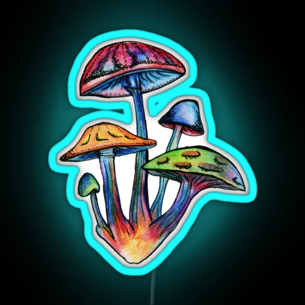 Cluster Of Colored Shrooms RGB Neon Sign