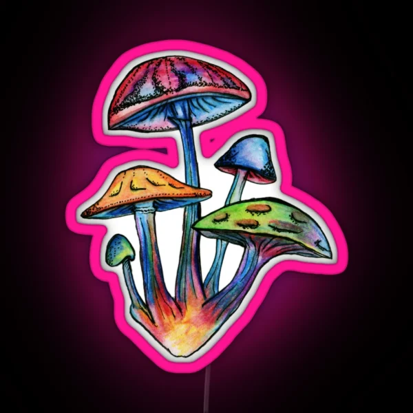 Cluster Of Colored Shrooms RGB Neon Sign