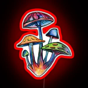 Cluster Of Colored Shrooms RGB Neon Sign