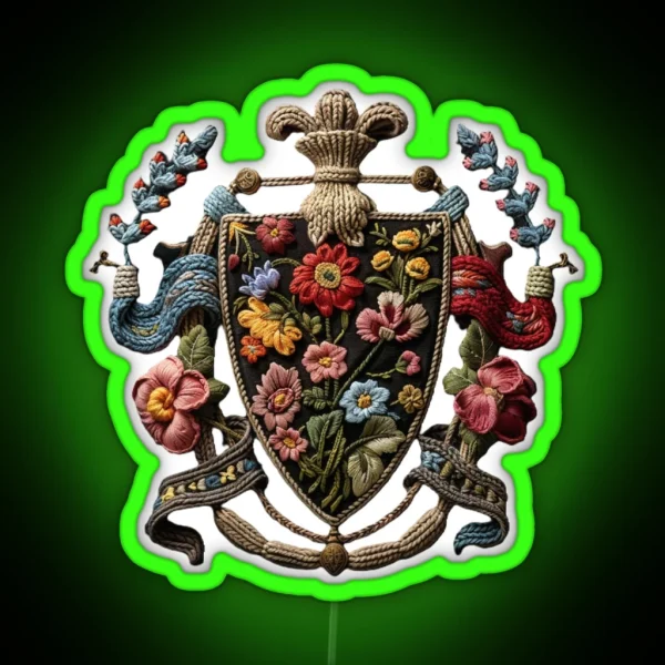 Coat Of Yarns 2 Coat Of Arms Herald Crest RGB Neon Sign