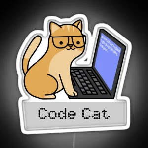 Code Cat RGB Neon Sign