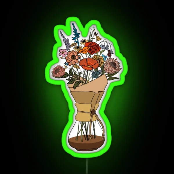 Coffee And Flowers RGB Neon Sign
