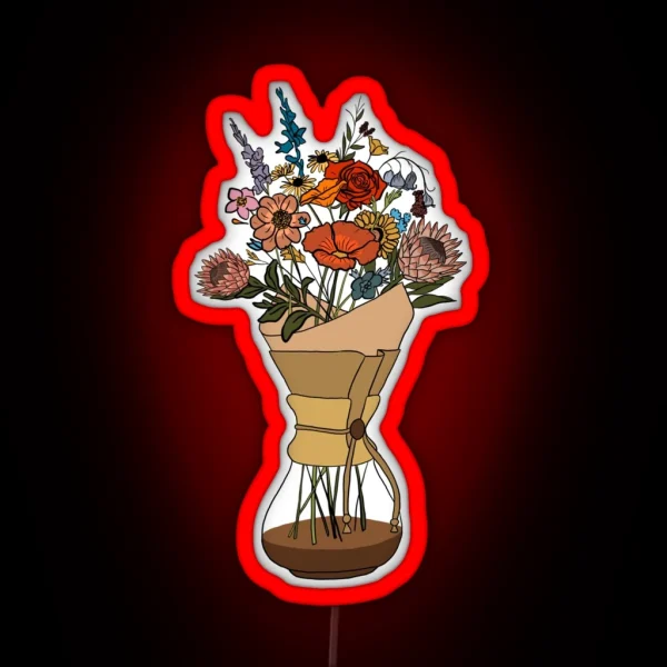 Coffee And Flowers RGB Neon Sign