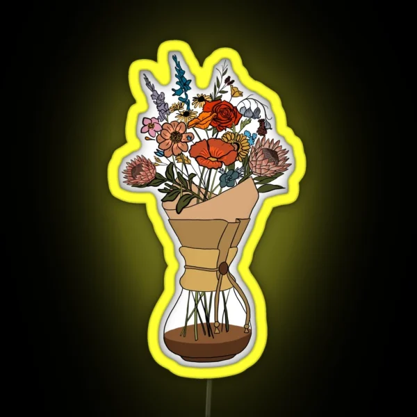 Coffee And Flowers RGB Neon Sign