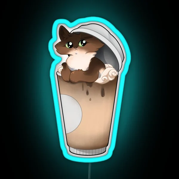 Coffee Cuppa Cat RGB Neon Sign