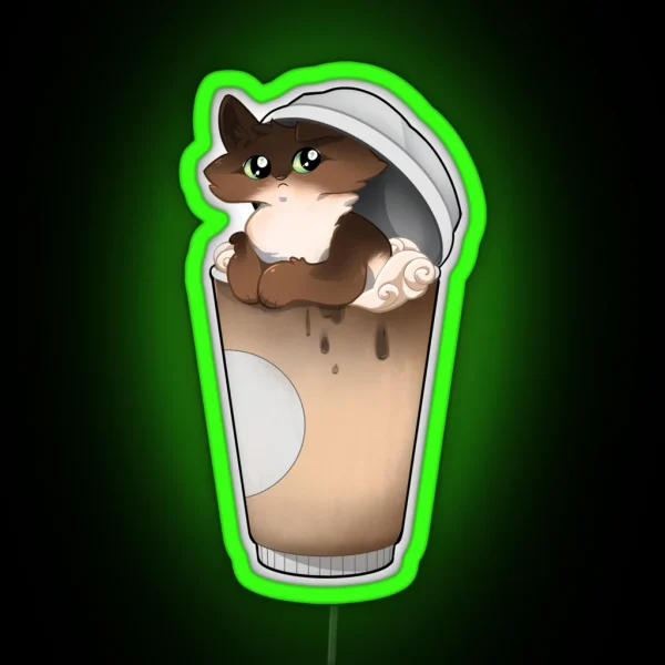 Coffee Cuppa Cat RGB Neon Sign