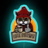 Coffee Enthusiast Funny Cat Pun Coffee Jokes RGB Neon Sign - Image 3