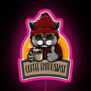 Coffee Enthusiast Funny Cat Pun Coffee Jokes RGB Neon Sign