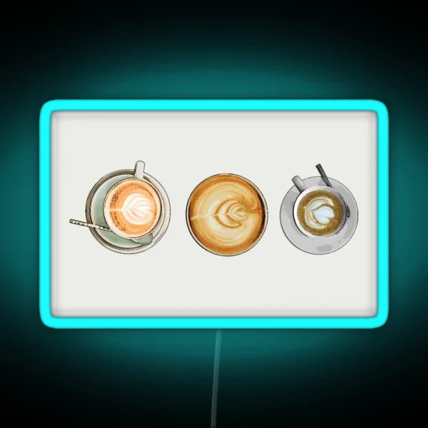 Coffee Lover Latte Art Horizontal RGB Neon Sign