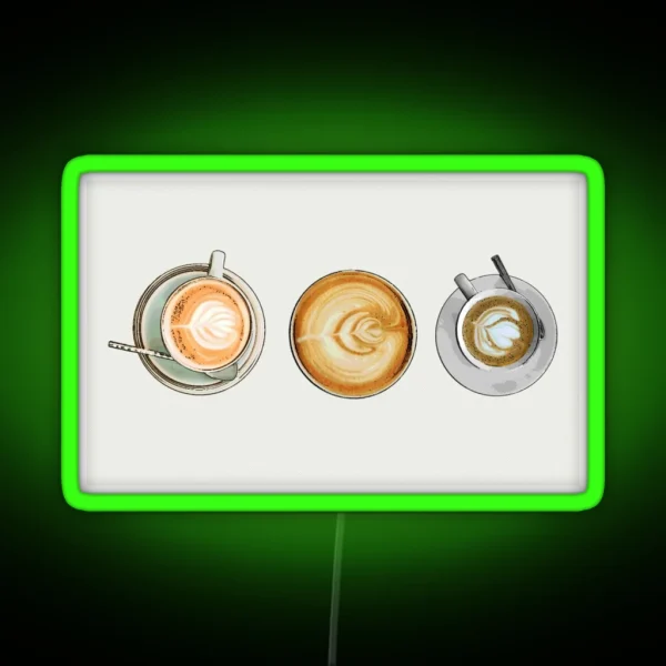 Coffee Lover Latte Art Horizontal RGB Neon Sign