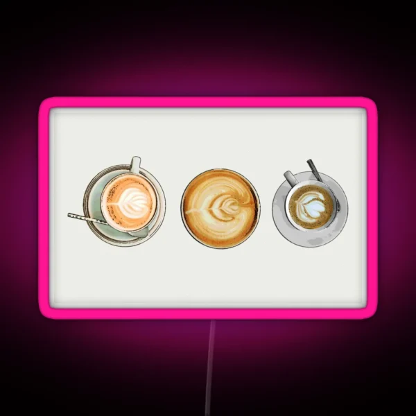Coffee Lover Latte Art Horizontal RGB Neon Sign