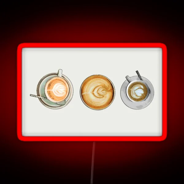 Coffee Lover Latte Art Horizontal RGB Neon Sign