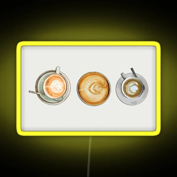 Coffee Lover Latte Art Horizontal RGB Neon Sign