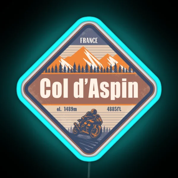 Col D Aspin France Motorcycling Mountain RGB Neon Sign