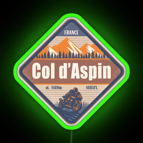 Col D Aspin France Motorcycling Mountain RGB Neon Sign