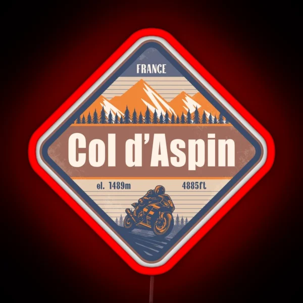 Col D Aspin France Motorcycling Mountain RGB Neon Sign