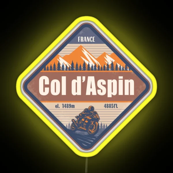 Col D Aspin France Motorcycling Mountain RGB Neon Sign