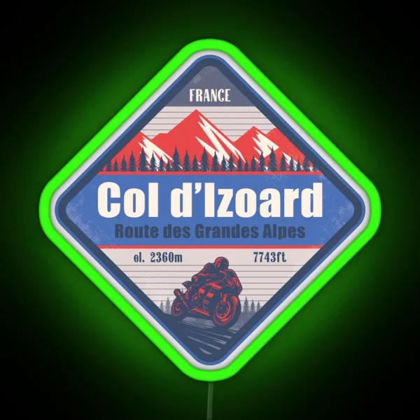 Col D Izoard France Motorcycling Mountain Design RGB Neon Sign