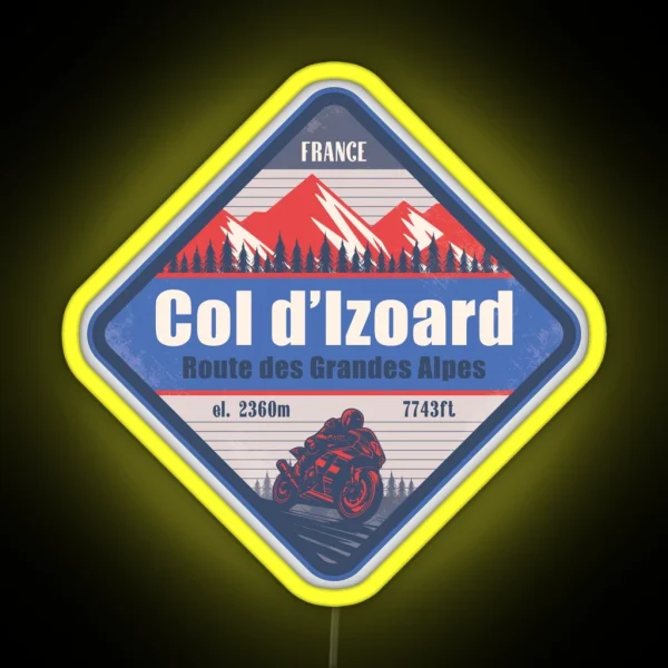 Col D Izoard France Motorcycling Mountain Design RGB Neon Sign