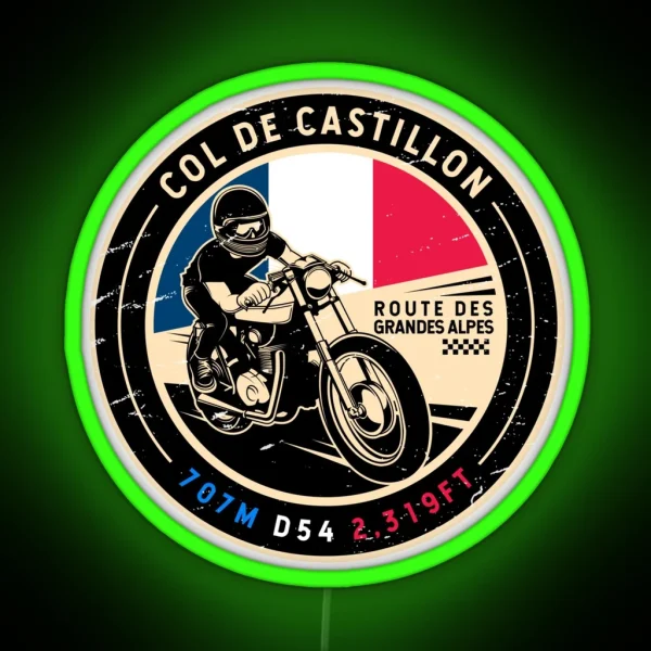 Col De Castillon Route Des Grandes Alpes Motorcycle RGB Neon Sign