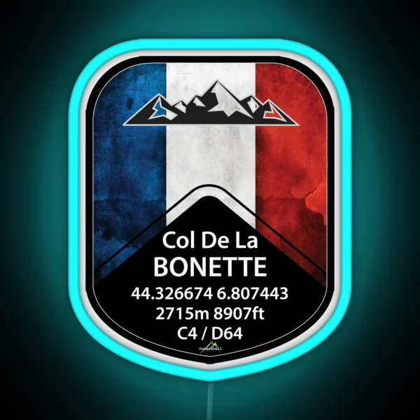 Col De La Bonette France Cycle And Motorcycle Led And Led Shield RGB Neon Sign