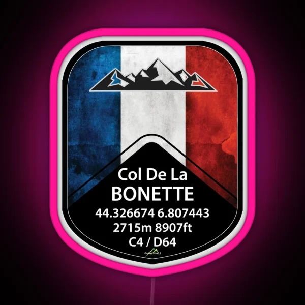 Col De La Bonette France Cycle And Motorcycle Led And Led Shield RGB Neon Sign