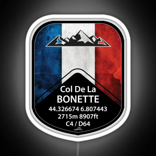 Col De La Bonette France Cycle And Motorcycle Led And Led Shield RGB Neon Sign